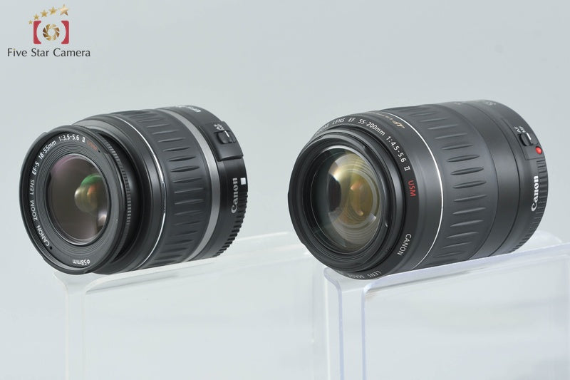 Canon EOS kiss Digital X Black 10.1 MP Digital SLR Camera 18-55 55-200 Lenses