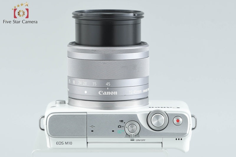 Canon EOS M10 White 18.0 MP Digital Mirrorless Camera 15-45 Lens