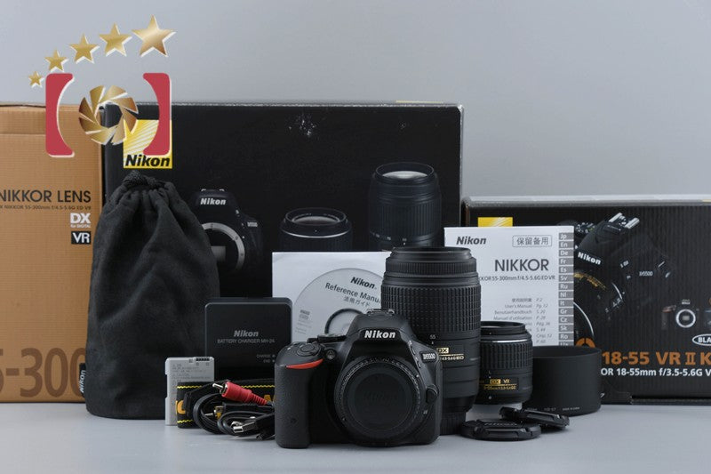 "Count 345" Nikon D5500 Black 24.2 MP DSLR 18-55 55-300 Lenses w/ Box