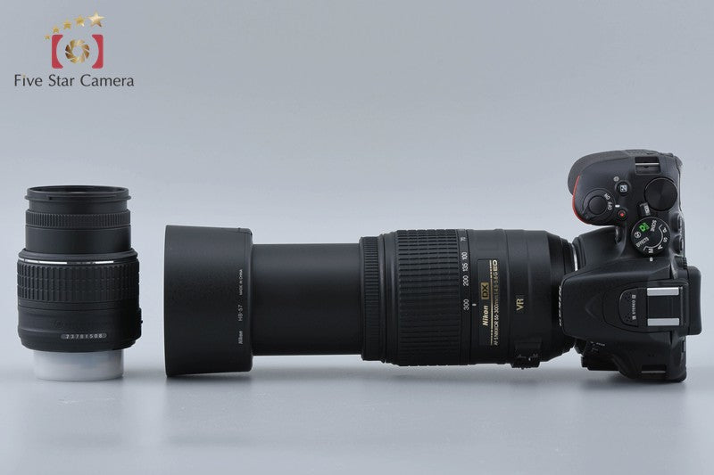 "Count 345" Nikon D5500 Black 24.2 MP DSLR 18-55 55-300 Lenses w/ Box