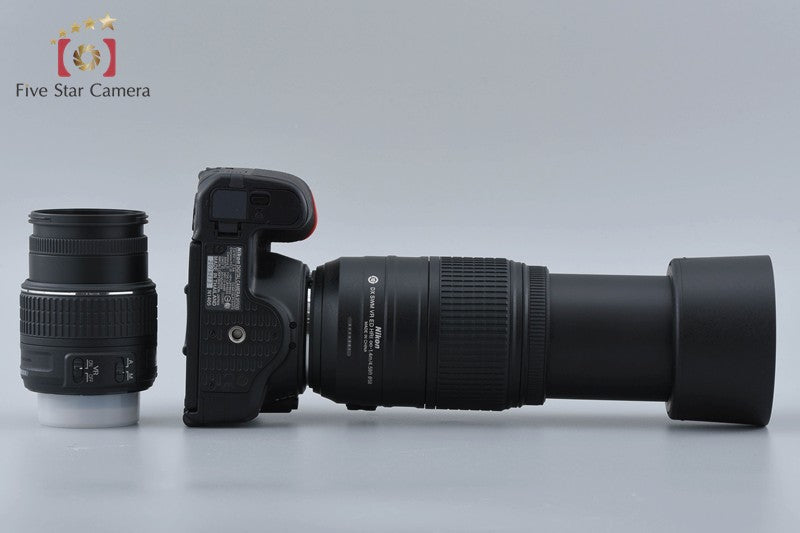 "Count 345" Nikon D5500 Black 24.2 MP DSLR 18-55 55-300 Lenses w/ Box