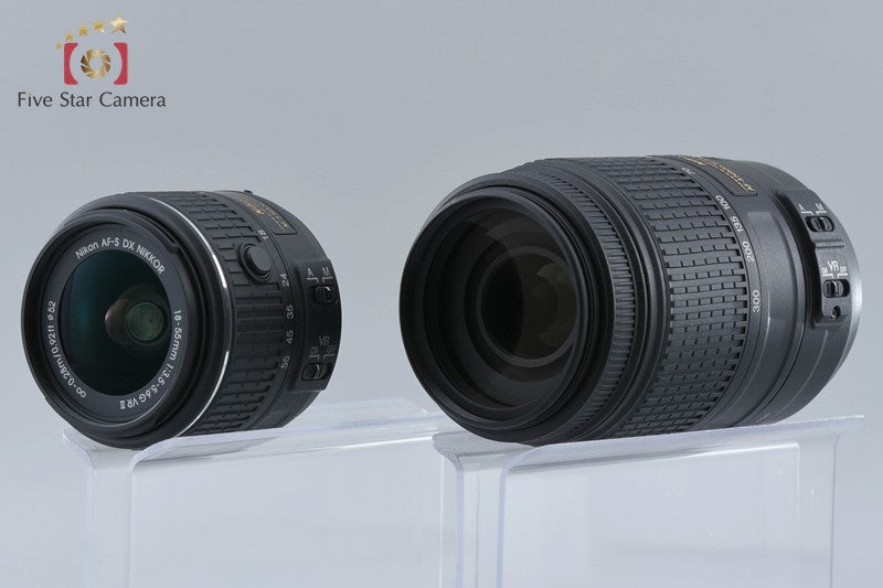 "Count 345" Nikon D5500 Black 24.2 MP DSLR 18-55 55-300 Lenses w/ Box