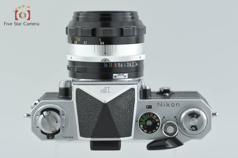 Nikon F Eye Level Silver Later Model + NIKKOR-S.C Auto 50mm f/1.4 Non Ai Lens