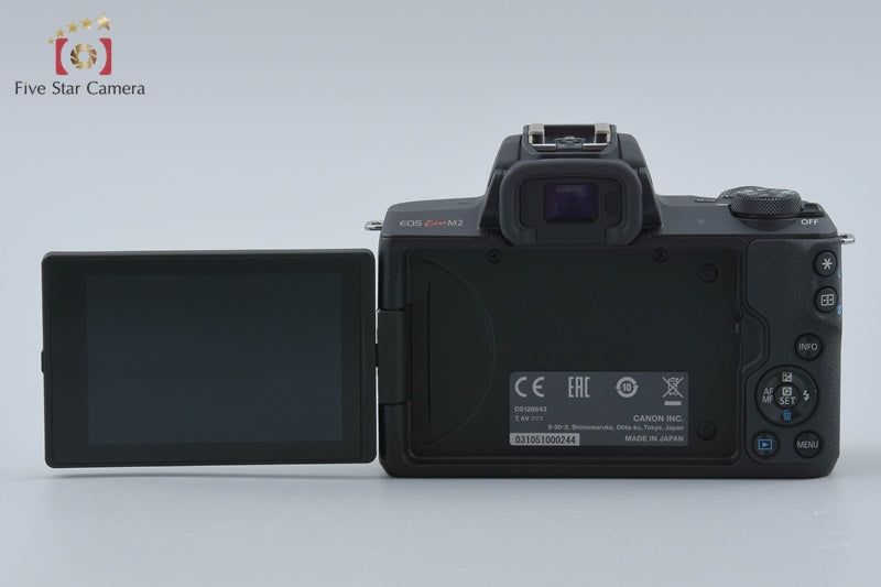"Count 4,000" Canon EOS Kiss M2 Black 24.1 MP EF-M 15-45 55-200 IS STM Lenses