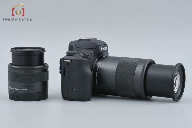 "Count 4,000" Canon EOS Kiss M2 Black 24.1 MP EF-M 15-45 55-200 IS STM Lenses