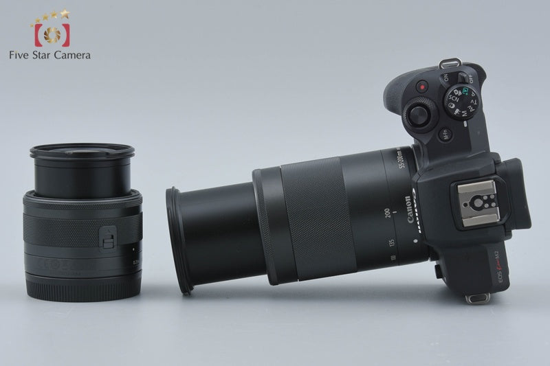 "Count 4,000" Canon EOS Kiss M2 Black 24.1 MP EF-M 15-45 55-200 IS STM Lenses