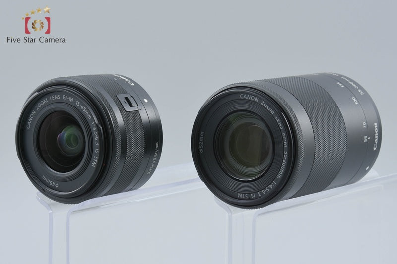 "Count 4,000" Canon EOS Kiss M2 Black 24.1 MP EF-M 15-45 55-200 IS STM Lenses