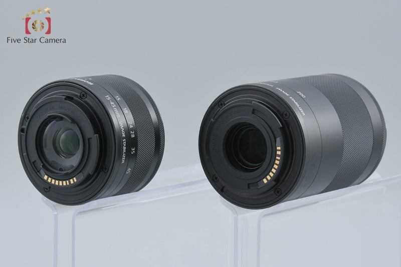 "Count 4,000" Canon EOS Kiss M2 Black 24.1 MP EF-M 15-45 55-200 IS STM Lenses