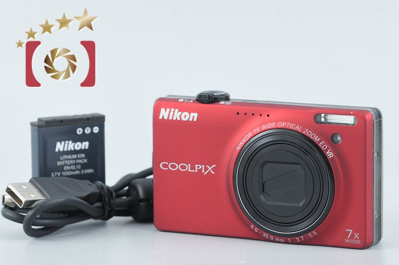 Nikon COOLPIX S6000 Flash Red 14.2 MP Digital Camera from Japan