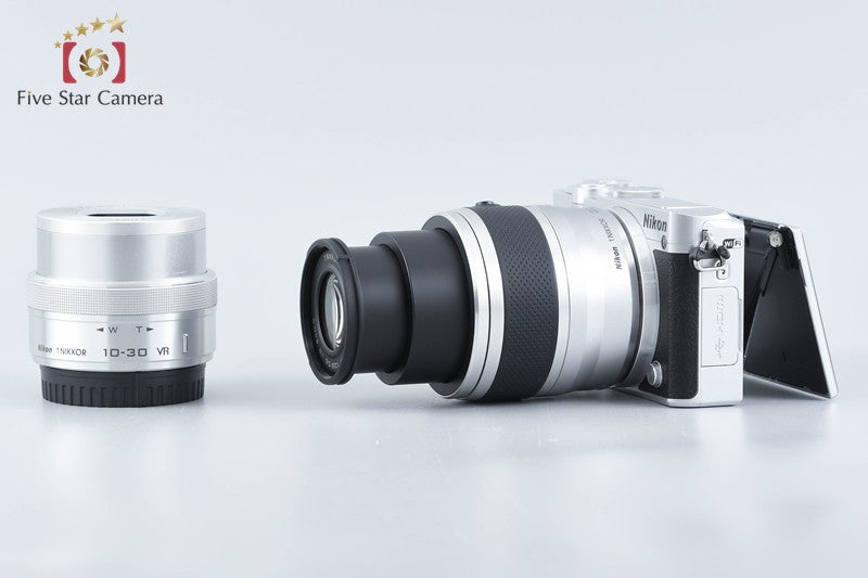 "Count 803" Nikon 1 J5 Silver 20.8 MP 10-30 30-110 Lenses from Japan