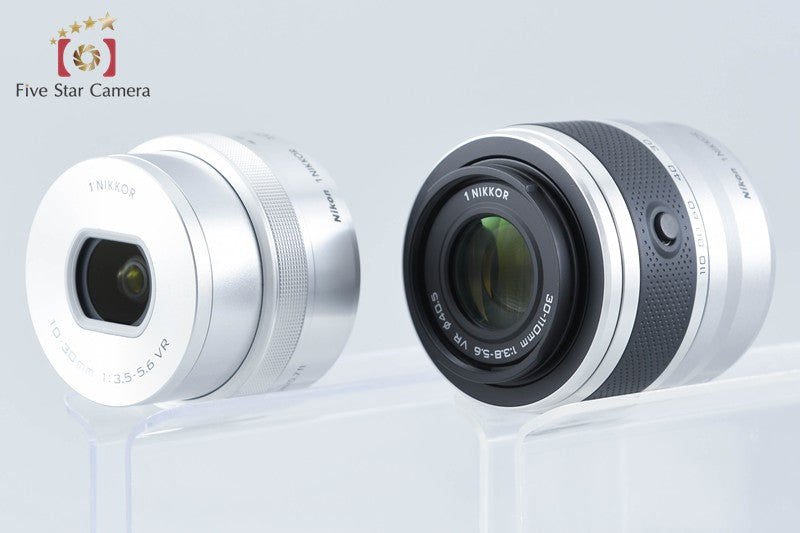 "Count 803" Nikon 1 J5 Silver 20.8 MP 10-30 30-110 Lenses from Japan