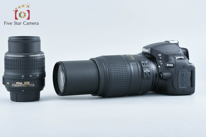 "Count 3,335" Nikon D5100 16.2 MP DSLR Camera 18-55 55-300 Lenses from Japan