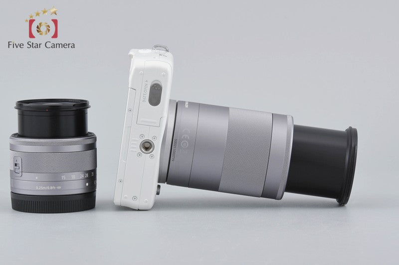 Canon EOS M10 White 18.0 MP Digital Mirrorless Camera 15-45 55-200 Lenses w/ Box