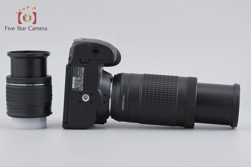 Nikon D5300 Black 24.2 MP DSLR Camera AF-P 18-55 70-300 VR Lenses w/ Box