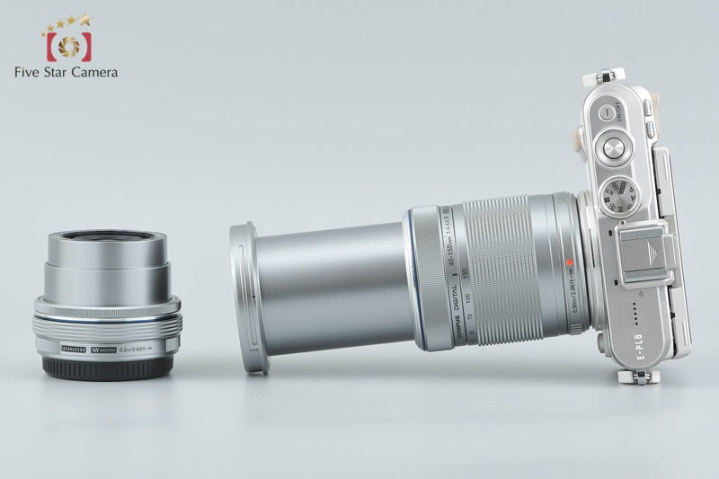 "Shutter count 82" Olympus PEN E-PL8 White 16.1 MP 14-42 40-150 Lenses