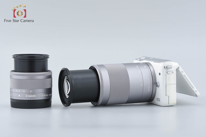 Canon EOS M10 White 18.0 MP Digital Mirrorless Camera 15-45 55-200 Lenses w/ Box