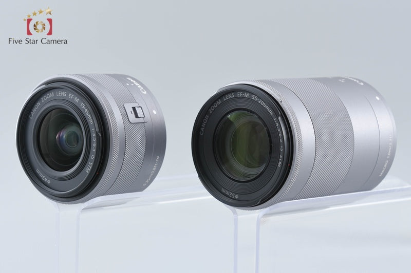 Canon EOS M10 White 18.0 MP Digital Mirrorless Camera 15-45 55-200 Lenses w/ Box