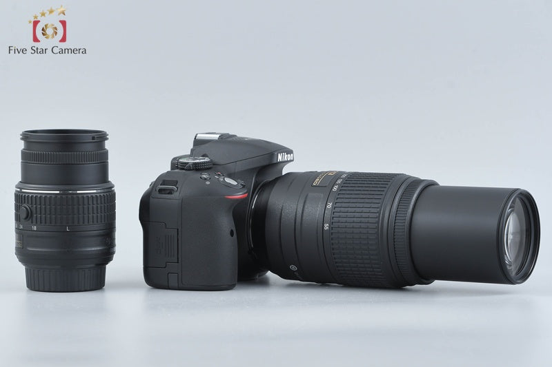 "Count 1,205" Nikon D5300 Black 24.2 MP DSLR Camera 18-55 55-300 Lenses