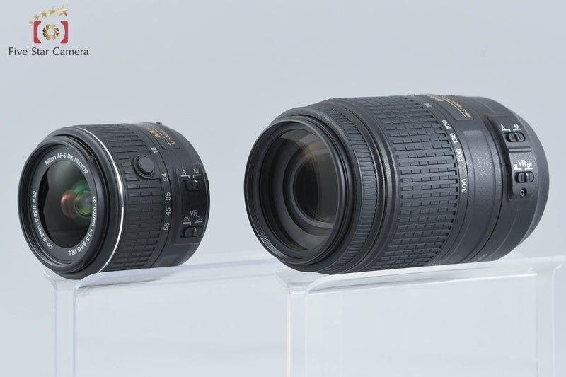 "Count 1,205" Nikon D5300 Black 24.2 MP DSLR Camera 18-55 55-300 Lenses