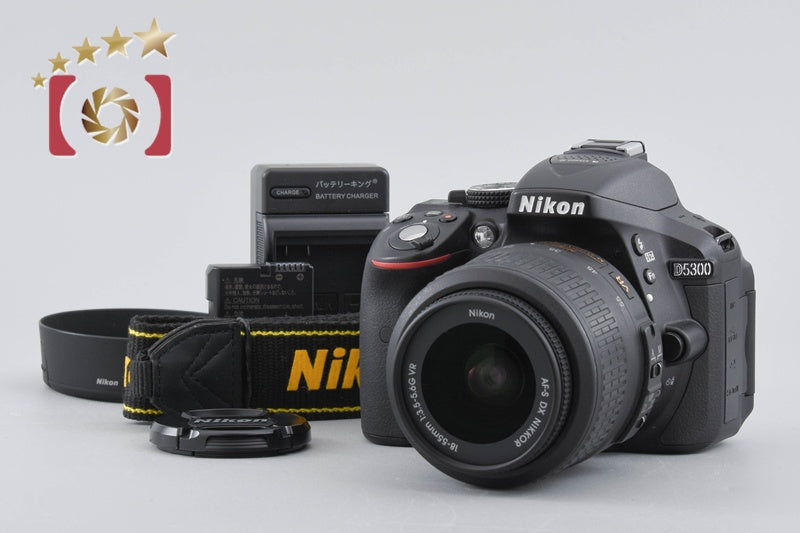 "Count 1,880" Nikon D5300 Black 24.2 MP DSLR Camera AF-S DX 18-55 VR Lens