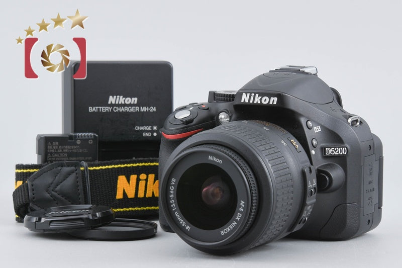 "Shutter count 5,137" Nikon D5200 Black 24.1 MP DSLR 18-55 VR Lens