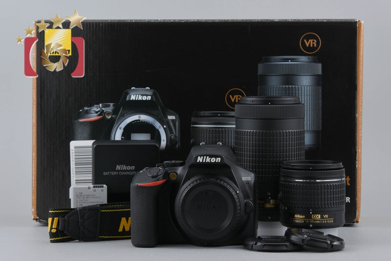 Count 1,509 Nikon D3500 Black 24.8 MP DSLR Camera 18-55 70-300 VR Lens w/ Box