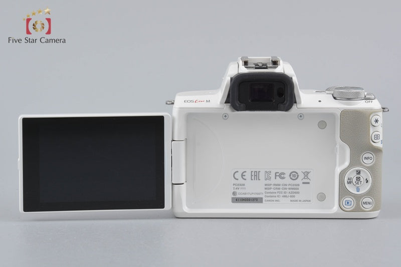 Canon EOS Kiss M / M50 White 24.0 MP 15-45 55-200 IS STM Lenses w/ Box