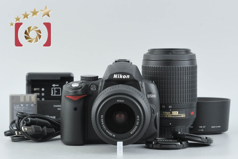 Shutter count 1,608 Nikon D5000 12.3 MP DSLR Camera 18-55 55-200 VR Lenses