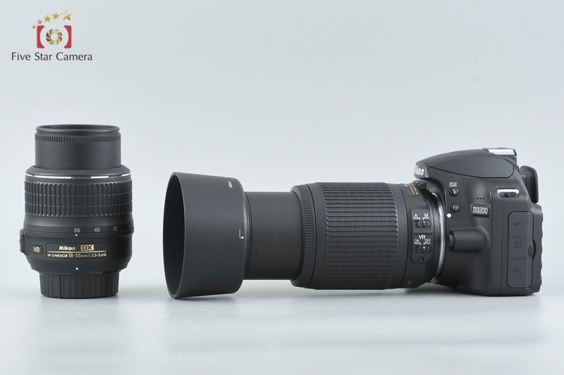 Shutter count 3,307 Nikon D3200 Black 24.2 MP DSLR 18-55 55-200 VR Lenses