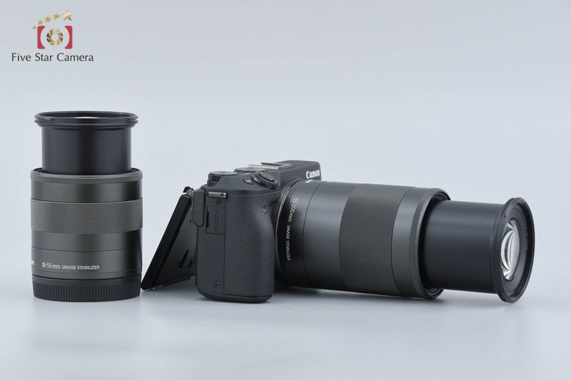 Canon EOS M3 Black 24.2 MP Digital Camera 18-55 55-200 Lenses w/ Box