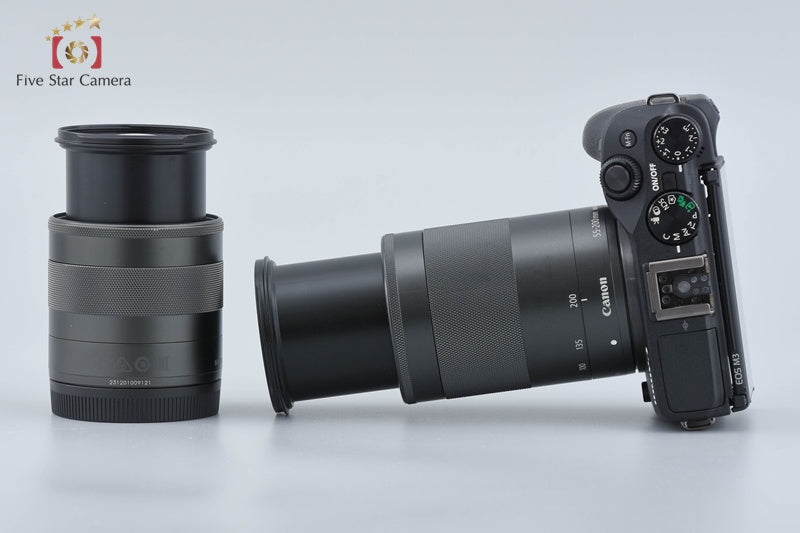 Canon EOS M3 Black 24.2 MP Digital Camera 18-55 55-200 Lenses w/ Box