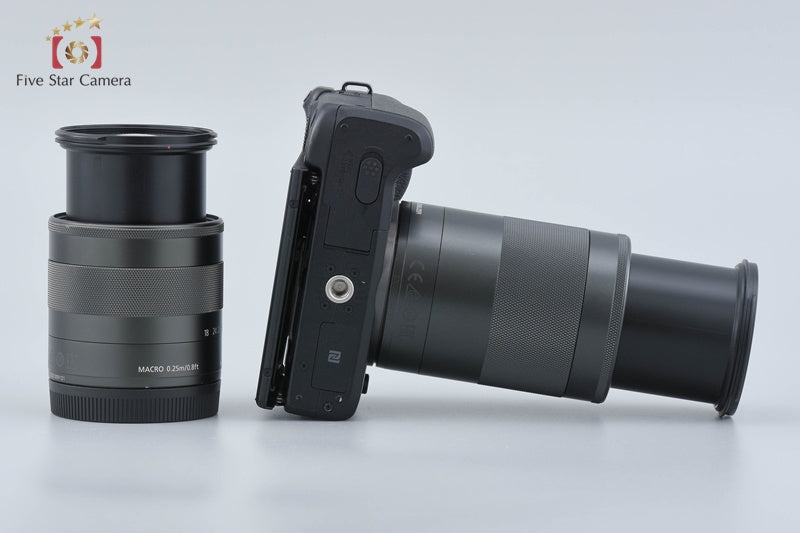 Canon EOS M3 Black 24.2 MP Digital Camera 18-55 55-200 Lenses w/ Box