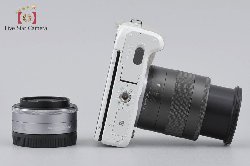 Canon EOS M3 White 24.2 MP Digital Camera EF-M 18-55 22 Lenses