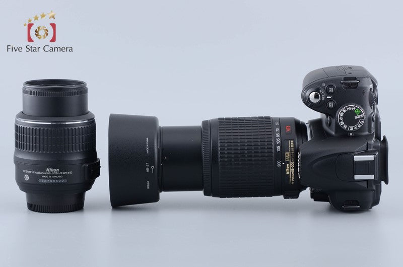 Nikon D3000 10.2 MP DSLR AF-S DX 18-55 55-200 Lenses