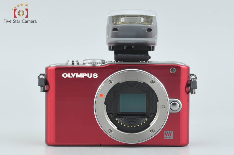 "Count 2,112" Olympus PEN Lite E-PL3 Red 12.3 MP 14-42 40-150 Lenses w/ Box