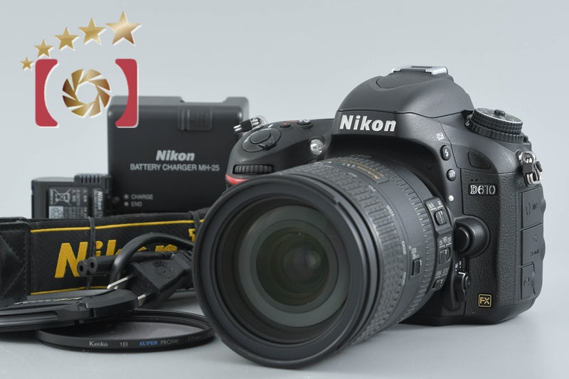 "Count 3,042" Nikon D610 24.3 MP Full Frame DSLR Camera 28-300 VR Lens