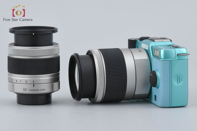 "Count 702" PENTAX Q10 Mint Aqua 12.4 MP Digital Camera 5-15 15-45 Lenses