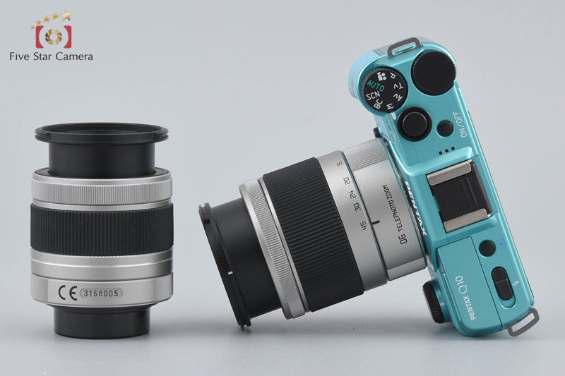 "Count 702" PENTAX Q10 Mint Aqua 12.4 MP Digital Camera 5-15 15-45 Lenses