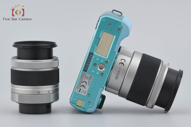 "Count 702" PENTAX Q10 Mint Aqua 12.4 MP Digital Camera 5-15 15-45 Lenses