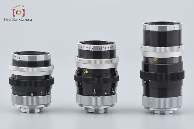 Canon Eight + C-8 6.5mm f/1.8 + C-8 13mm f/1.4 + C-8 38mm f/1.8