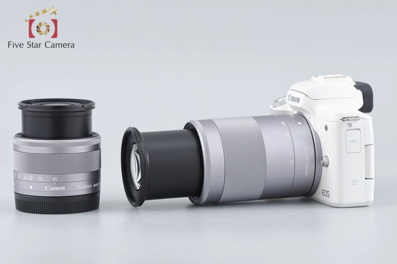 "Count 2,000" Canon EOS Kiss M / M50 White 24.0 MP 15-45 55-200 IS STM Lenses
