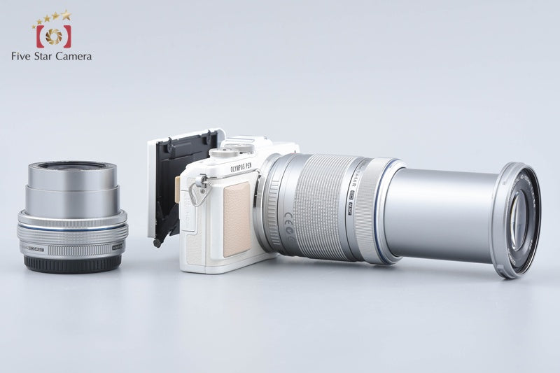 "Count 1,088" Olympus PEN Lite E-PL7 White 16.1 MP 14-42 40-150 Lenses
