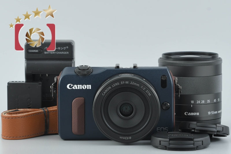 Canon EOS M Bay Blue 18.0 MP Mirrorless Camera 18-55 22 Lenses