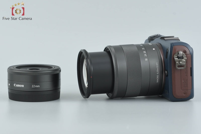 Canon EOS M Bay Blue 18.0 MP Mirrorless Camera 18-55 22 Lenses