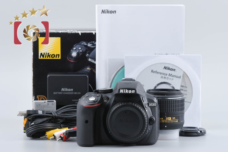 "Count 2,751" Nikon D5300 Black 24.2 MP DSLR Camera 18-55 VR II Lens w/ Box
