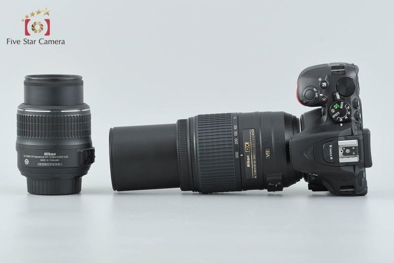 Nikon D5500 Black 24.2 MP DSLR Camera 18-55 55-300 VR Lenses