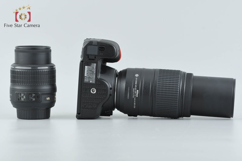 Nikon D5500 Black 24.2 MP DSLR Camera 18-55 55-300 VR Lenses