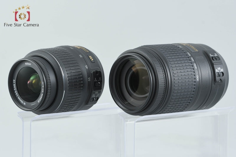 Nikon D5500 Black 24.2 MP DSLR Camera 18-55 55-300 VR Lenses