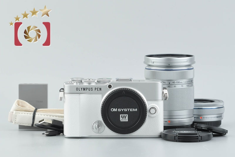 "Count 1,003" Olympus PEN E-P7 White 20.3 MP DSLR EZ 14-42 40-150 Lenses
