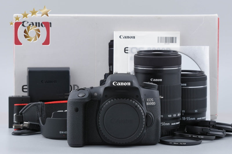 Canon EOS 8000D / Rebel T6s / 760D 24.2 MP EF-S 18-55 55-250 Lenses w/ Box